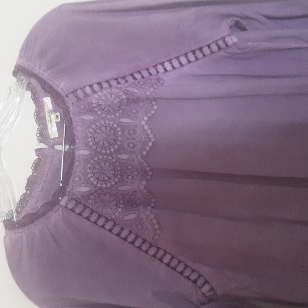 Andree By Unit Lilac Top Crochet & Lace Detail Sz M - Picture 2 of 10
